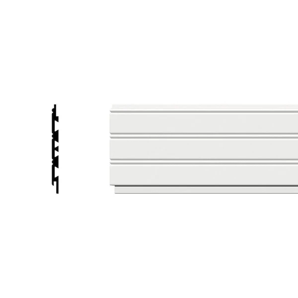 5 1/2"H X 3/8"P X 96"L Beaded Planking Moulding, PVC 3 5 1/2"H X 3/8"P X 96"L Beaded Planking Moulding, PVC