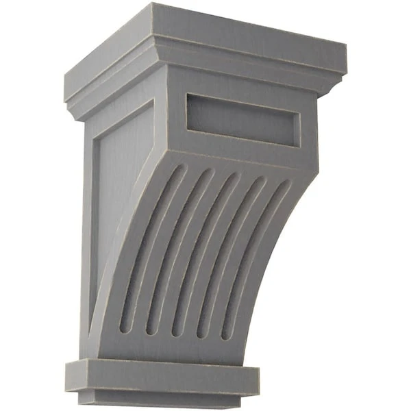 4 1/4"W X 4 1/4"D X 7"H Fluted Wood Vintage Decor Corbel, Pebble Grey 3 4 1/4"W X 4 1/4"D X 7"H Fluted Wood Vintage Decor Corbel, Pebble Grey