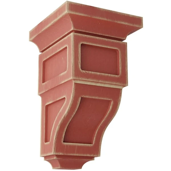 3 1/2"W X 3 3/4"D X 6"H Mini Reyes Wood Vintage Decor Corbel, Salvage Red 3 3 1/2"W X 3 3/4"D X 6"H Mini Reyes Wood Vintage Decor Corbel, Salvage Red