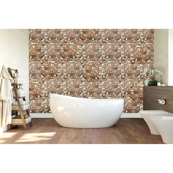 Belmont Boat Wood Mosaic Wall Tile, Natural Finish, 11 7/8"W X 11 7/8"H X 1/2"P 8 Belmont Boat Wood Mosaic Wall Tile, Natural Finish, 11 7/8"W X 11 7/8"H X 1/2"P - Image 6