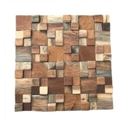 Belmont Boat Wood Mosaic Wall Tile, Natural Finish, 11 7/8"W X 11 7/8"H X 1/2"P
