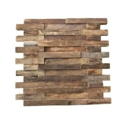 Interlocking Boat Wood Mosaic Wall Tile, Natural Finish, 11 7/8"W X 11 7/8"H X 1/2"P