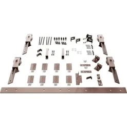 Barnfold J-Strap 4-Door Hardware Set For 1 1/4" To 1 3/8" Doors With 60" Track, Rustic Brown