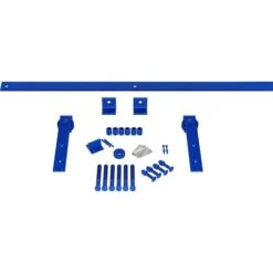 Premium J-Strap Barn Door Hardware Set W/ 4' Track For 2 1/4" Doors, Blue Ribbon
