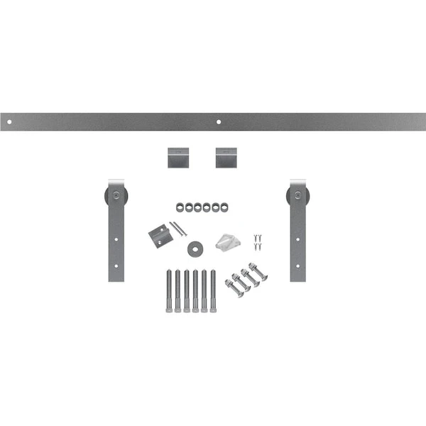 Premium J-Strap Barn Door Hardware Set W/ 7' Track For 2 1/4" Doors, PC Chrome 4 Premium J-Strap Barn Door Hardware Set W/ 7' Track For 2 1/4" Doors, PC Chrome - Image 2