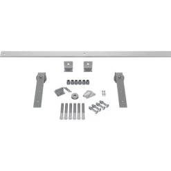 Premium J-Strap Barn Door Hardware Set W/ 4' Track For 1 3/8" Doors, PC Chrome