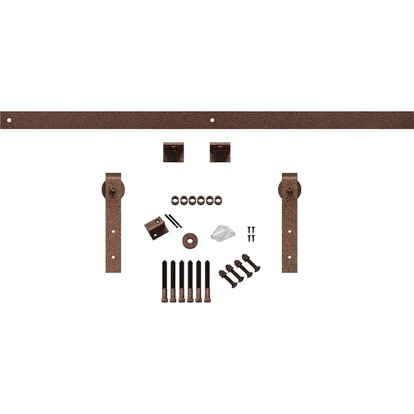 Premium J-Strap Barn Door Hardware Set W/ 7' Track For 1 3/4" Doors, Copper Vein 4 Premium J-Strap Barn Door Hardware Set W/ 7' Track For 1 3/4" Doors, Copper Vein - Image 2