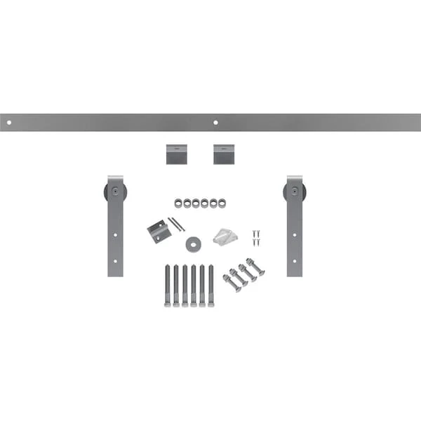 Premium J-Strap Barn Door Hardware Set W/ 6' Track For 2 1/4" Doors, Flint Gray 5 Premium J-Strap Barn Door Hardware Set W/ 6' Track For 2 1/4" Doors, Flint Gray - Image 3
