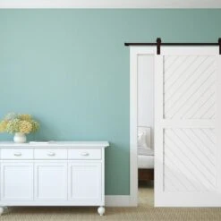 Premium J-Strap Barn Door Hardware Set W/ 4' Track For 1 3/4" Doors, Rustic Brown -ZORO Materials Sale PCI20Enterprises20dba20Ekena20Millwork 1448608xx09xx28bf95 4