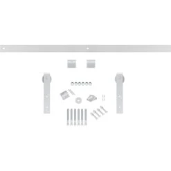 Premium J-Strap Barn Door Hardware Set W/ 4' Track For 2 1/4" Doors, Rocket White -ZORO Materials Sale PCI20Enterprises20dba20Ekena20Millwork 1448609xx01xx4741da