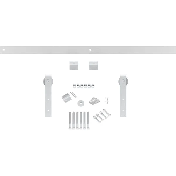 Premium J-Strap Barn Door Hardware Set W/ 7' Track For 1 3/8" Doors, Rocket White 4 Premium J-Strap Barn Door Hardware Set W/ 7' Track For 1 3/8" Doors, Rocket White - Image 2