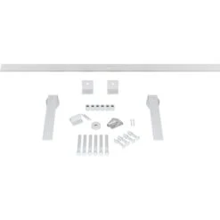 Premium J-Strap Barn Door Hardware Set W/ 4' Track For 2 1/4" Doors, Rocket White