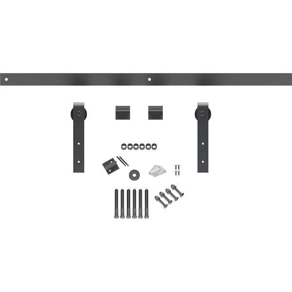 Premium J-Strap Barn Door Hardware Set W/ 5' Track For 1 3/4" Doors, Silver Metallic 5 Premium J-Strap Barn Door Hardware Set W/ 5' Track For 1 3/4" Doors, Silver Metallic - Image 3