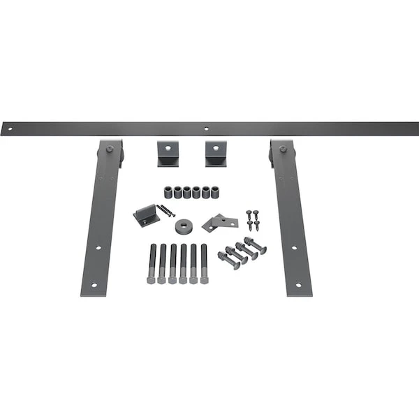 Premium J-Strap Barn Door Hardware Set W/ 5' Track For 1 3/4" Doors, Silver Metallic 4 Premium J-Strap Barn Door Hardware Set W/ 5' Track For 1 3/4" Doors, Silver Metallic - Image 2