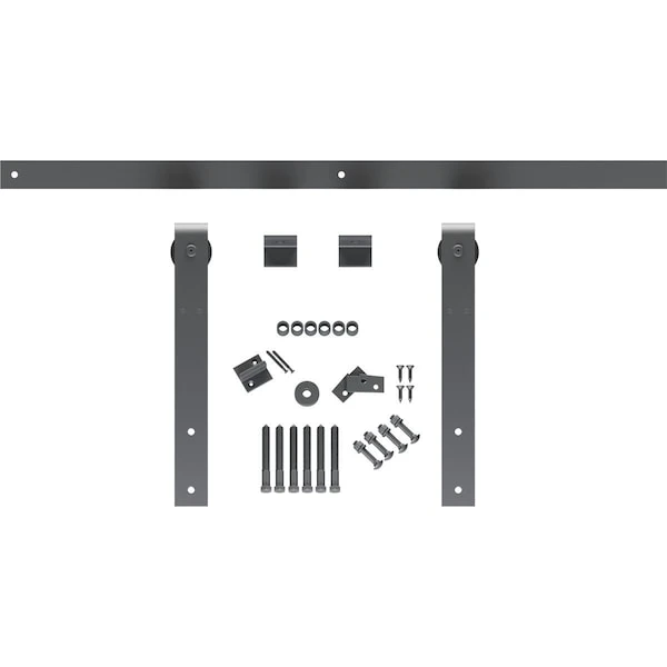 Premium J-Strap Barn Door Hardware Set W/ 4' Track For 1 3/4" Doors, Silver Metallic 4 Premium J-Strap Barn Door Hardware Set W/ 4' Track For 1 3/4" Doors, Silver Metallic - Image 2