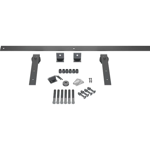 Premium J-Strap Barn Door Hardware Set W/ 4' Track For 1 3/4" Doors, Silver Metallic 3 Premium J-Strap Barn Door Hardware Set W/ 4' Track For 1 3/4" Doors, Silver Metallic