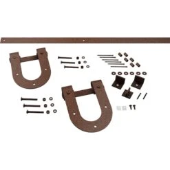 Premium Horseshoe Barn Door Hardware Set W/ 4' Track For 1 3/8" Doors, Copper Vein