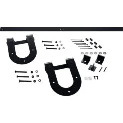 Premium Horseshoe Barn Door Hardware Set W/ 8' Track For 2 1/4" Doors, Dark Gray