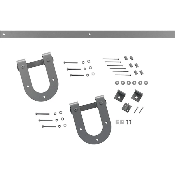 Premium Horseshoe Barn Door Hardware Set W/ 4' Track For 2 1/4" Doors, Flint Gray 7 Premium Horseshoe Barn Door Hardware Set W/ 4' Track For 2 1/4" Doors, Flint Gray - Image 5
