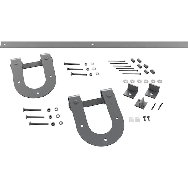 Premium Horseshoe Barn Door Hardware Set W/ 5' 4" Track For 1 3/4" Doors, Flint Gray 3 Premium Horseshoe Barn Door Hardware Set W/ 5' 4" Track For 1 3/4" Doors, Flint Gray