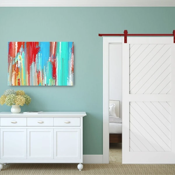 Premium Horseshoe Barn Door Hardware Set W/ 8' Track For 1 3/8" Doors, Regal Red 6 Premium Horseshoe Barn Door Hardware Set W/ 8' Track For 1 3/8" Doors, Regal Red - Image 4