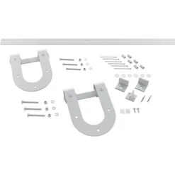 Premium Horseshoe Barn Door Hardware Set W/ 8' Track For 1 3/4" Doors, Rocket White