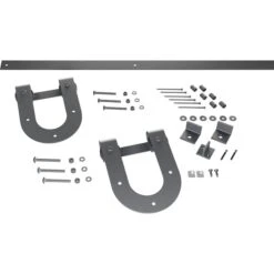 Premium Horseshoe Barn Door Hardware Set W/ 5' 4" Track For 1 3/4" Doors, Silver Metallic