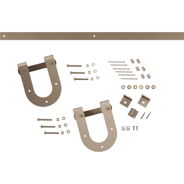Premium Horseshoe Barn Door Hardware Set W/ 8' Track For 1 3/8" Doors, White Bronze 6 Premium Horseshoe Barn Door Hardware Set W/ 8' Track For 1 3/8" Doors, White Bronze - Image 4