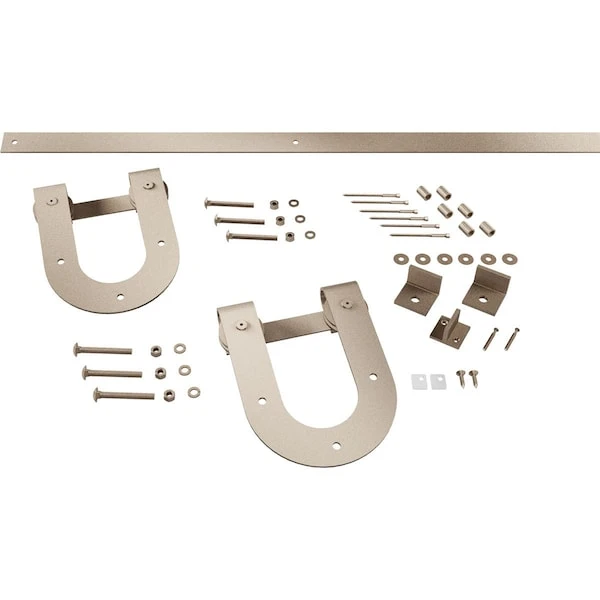 Premium Horseshoe Barn Door Hardware Set W/ 8' Track For 2 1/4" Doors, White Bronze 3 Premium Horseshoe Barn Door Hardware Set W/ 8' Track For 2 1/4" Doors, White Bronze