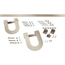 Premium Horseshoe Barn Door Hardware Set W/ 5' 4" Track For 1 3/8" Doors, White Bronze