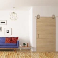 Premium Wagon Wheel Horseshoe Barn Door Hardware Set W/ 5' Track For 2 1/4" Doors, White Bronze -ZORO Materials Sale PCI20Enterprises20dba20Ekena20Millwork 1449519xx08xxb4a84d