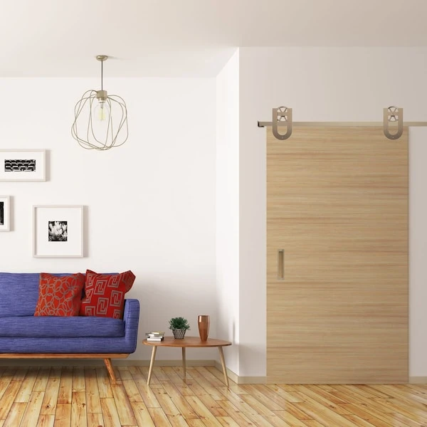 Premium Wagon Wheel Horseshoe Barn Door Hardware Set W/ 7' Track For 2 1/4" Doors, White Bronze 5 Premium Wagon Wheel Horseshoe Barn Door Hardware Set W/ 7' Track For 2 1/4" Doors, White Bronze - Image 3