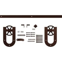 Premium Wagon Wheel Horseshoe Barn Door Hardware Set W/ 4' Track For 1 3/8" Doors, Rustic Brown 11 Premium Wagon Wheel Horseshoe Barn Door Hardware Set W/ 4' Track For 1 3/8" Doors, Rustic Brown -ZORO Materials Sale PCI20Enterprises20dba20Ekena20Millwork 1449581xx01xxb1f444 2