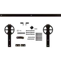 Premium Wagon Wheel Strap Barn Door Hardware Set W/ 4' Track For 2 1/4" Doors, Bronze Texture 9 Premium Wagon Wheel Strap Barn Door Hardware Set W/ 4' Track For 2 1/4" Doors, Bronze Texture -ZORO Materials Sale PCI20Enterprises20dba20Ekena20Millwork 1449715xx01xxd9d13a 4