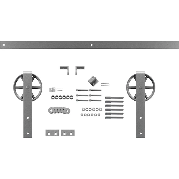 Premium Wagon Wheel Strap Barn Door Hardware Set W/ 6' Track For 1 3/8" Doors, PC Chrome 6 Premium Wagon Wheel Strap Barn Door Hardware Set W/ 6' Track For 1 3/8" Doors, PC Chrome - Image 4