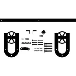 Premium Wagon Wheel Horseshoe Barn Door Hardware Set W/ 5' 4" Track For 1 3/8" Doors, Matte Black -ZORO Materials Sale PCI20Enterprises20dba20Ekena20Millwork 1449757xx01xx93f051 5