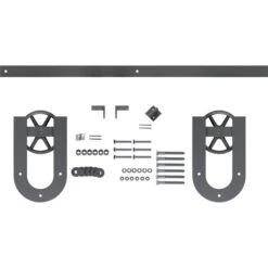 Premium Wagon Wheel Horseshoe Barn Door Hardware Set W/ 5' Track For 2 1/4" Doors, Silver Metallic -ZORO Materials Sale PCI20Enterprises20dba20Ekena20Millwork 1449827xx05xx7fd3d9