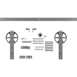 Premium Wagon Wheel Strap Barn Door Hardware Set W/ 4' Track For 1 3/4" Doors, Flint Gray 11 Premium Wagon Wheel Strap Barn Door Hardware Set W/ 4' Track For 1 3/4" Doors, Flint Gray -ZORO Materials Sale PCI20Enterprises20dba20Ekena20Millwork 1449843xx01xx5bd91f 5