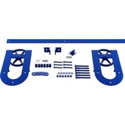 Premium Wagon Wheel Horseshoe Barn Door Hardware Set W/ 4' Track For 1 3/4" Doors, Blue Ribbon
