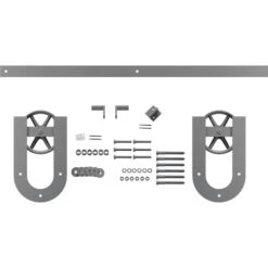 Premium Wagon Wheel Horseshoe Barn Door Hardware Set W/ 8' Track For 1 3/8" Doors, Flint Gray 8 Premium Wagon Wheel Horseshoe Barn Door Hardware Set W/ 8' Track For 1 3/8" Doors, Flint Gray -ZORO Materials Sale PCI20Enterprises20dba20Ekena20Millwork 1449933xx01xxad644a 1