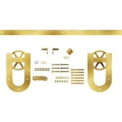 Premium Wagon Wheel Horseshoe Barn Door Hardware Set W/ 7' Track For 1 3/4" Doors, Jacob's Gold -ZORO Materials Sale PCI20Enterprises20dba20Ekena20Millwork 1449935xx01xxedb563 2