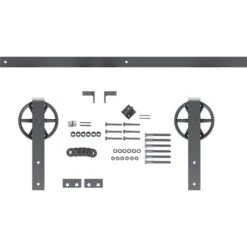 Premium Wagon Wheel Strap Barn Door Hardware Set W/ 6' Track For 1 3/8" Doors, Silver Metallic -ZORO Materials Sale PCI20Enterprises20dba20Ekena20Millwork 1449977xx05xx66469a 11