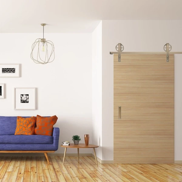 Premium Wagon Wheel Strap Barn Door Hardware Set W/ 8' Track For 1 3/4" Doors, White Bronze 6 Premium Wagon Wheel Strap Barn Door Hardware Set W/ 8' Track For 1 3/4" Doors, White Bronze - Image 4