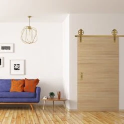 Premium Wagon Wheel Strap Barn Door Hardware Set W/ 5' 4" Track For 2 1/4" Doors, Jacob's Gold -ZORO Materials Sale PCI20Enterprises20dba20Ekena20Millwork 1450085xx08xxfeb917 2