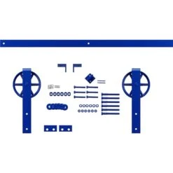 Premium Wagon Wheel Strap Barn Door Hardware Set W/ 5' 4" Track For 1 3/4" Doors, Blue Ribbon 11 Premium Wagon Wheel Strap Barn Door Hardware Set W/ 5' 4" Track For 1 3/4" Doors, Blue Ribbon -ZORO Materials Sale PCI20Enterprises20dba20Ekena20Millwork 1450133xx01xx557def 2