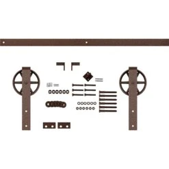 Premium Wagon Wheel Strap Barn Door Hardware Set W/ 5' 4" Track For 2 1/4" Doors, Copper Vein -ZORO Materials Sale PCI20Enterprises20dba20Ekena20Millwork 1450139xx01xxcaf26f 5