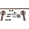 Premium Wagon Wheel Strap Barn Door Hardware Set W/ 5' Track For 1 3/8" Doors, Copper Vein