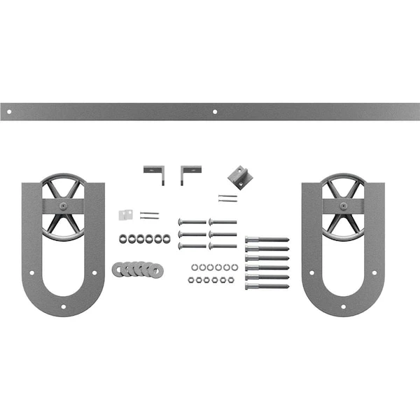 Premium Wagon Wheel Horseshoe Barn Door Hardware Set W/ 6' Track For 1 3/8" Doors, PC Chrome 6 Premium Wagon Wheel Horseshoe Barn Door Hardware Set W/ 6' Track For 1 3/8" Doors, PC Chrome - Image 4