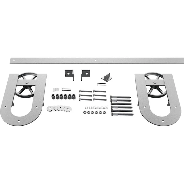 Premium Wagon Wheel Horseshoe Barn Door Hardware Set W/ 6' Track For 1 3/8" Doors, PC Chrome 3 Premium Wagon Wheel Horseshoe Barn Door Hardware Set W/ 6' Track For 1 3/8" Doors, PC Chrome