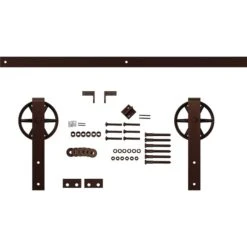 Premium Wagon Wheel Strap Barn Door Hardware Set W/ 5' Track For 1 3/4" Doors, Rustic Brown 8 Premium Wagon Wheel Strap Barn Door Hardware Set W/ 5' Track For 1 3/4" Doors, Rustic Brown -ZORO Materials Sale PCI20Enterprises20dba20Ekena20Millwork 1450271xx01xx458b2e 1